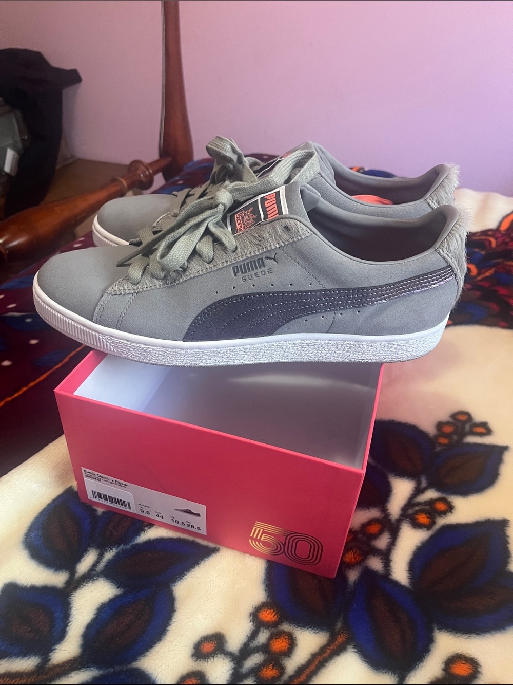 Puma Suede Sneakers in Gray with Dark Gray Stripes
